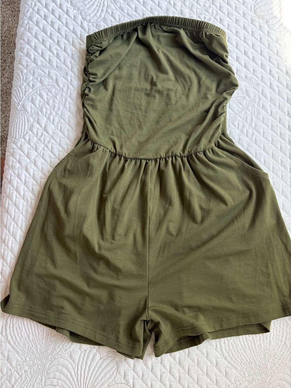 Olive Green Strapless Romper